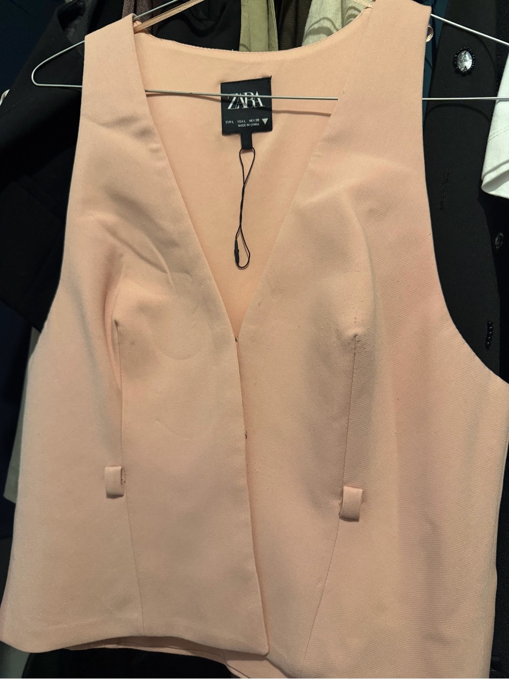 ZARA Light Blush Pink Tailored V-Neck Vest